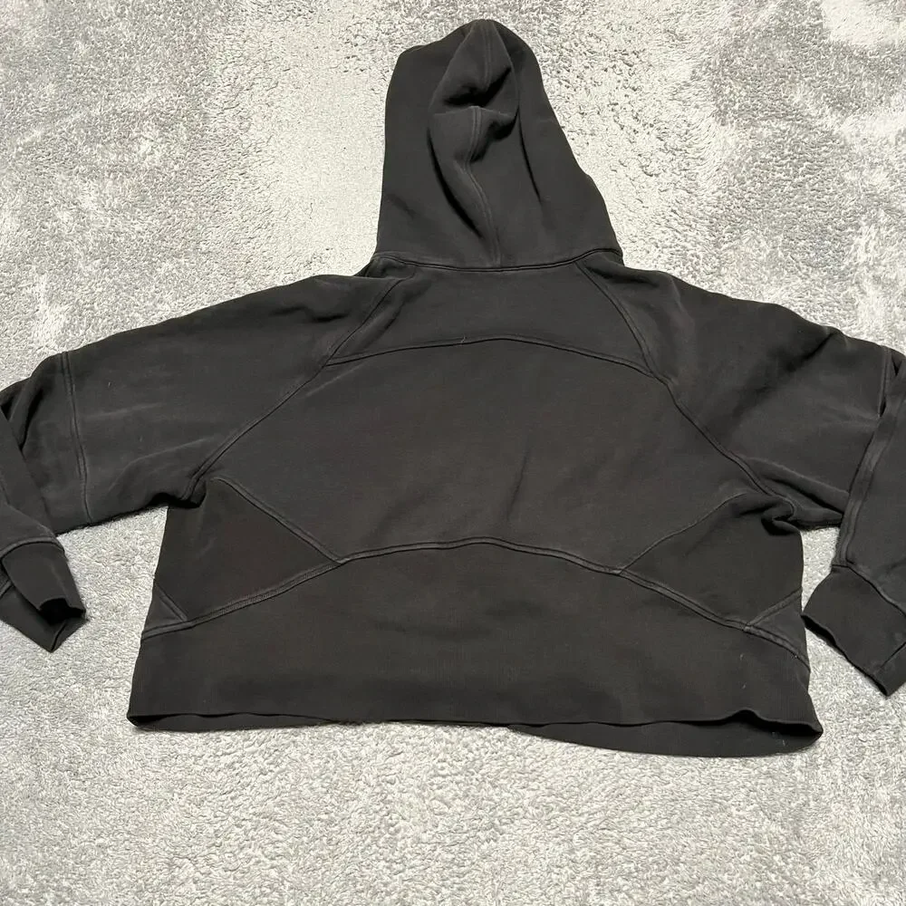 Lululemon Scuba Oversized 1/2 Zip Hoodie Womens XL XXL Black Cropped RVU
